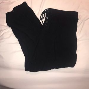 Lace up black joggers